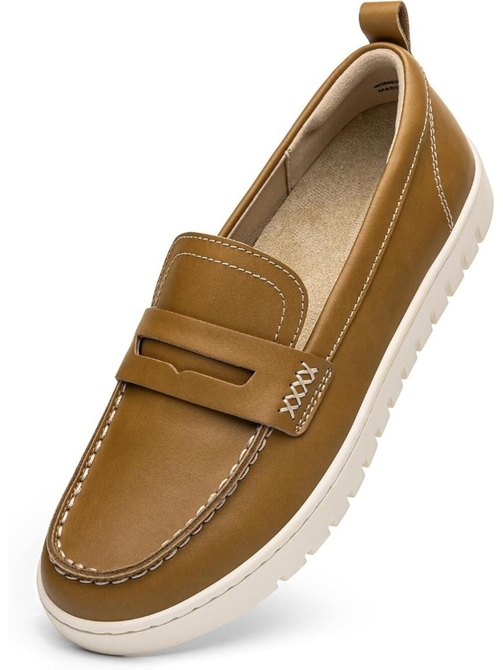🆕Women's Light Brown Comfortable Classic Penny Loafers Leather Sneakers Casual